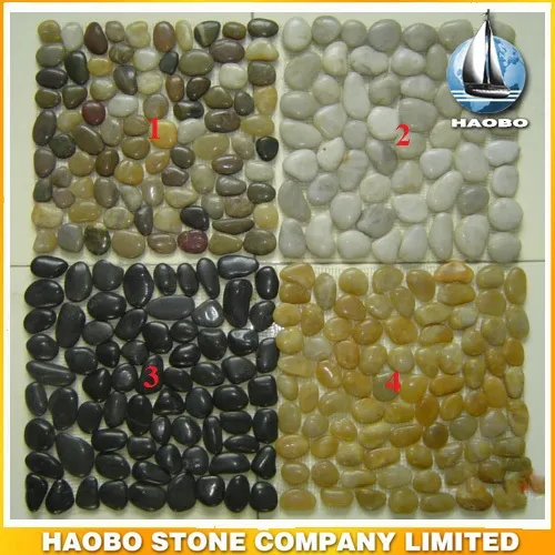 High quality polish cut pebble white black cobblestone mesh for sale