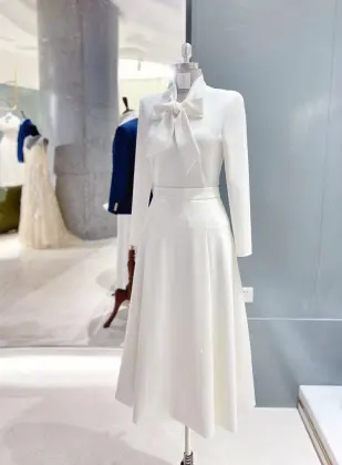 White Bow Midi Cloud Tide Collar Ode