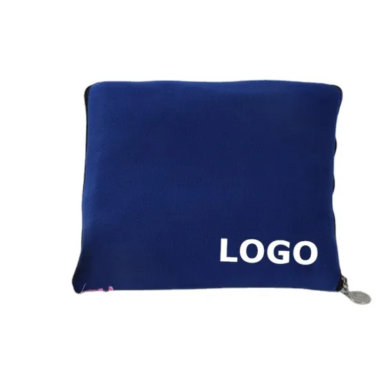 Custom Cheap Price Polar Fleece Embroidery Logo Promotional Gift Throw Blanket blue