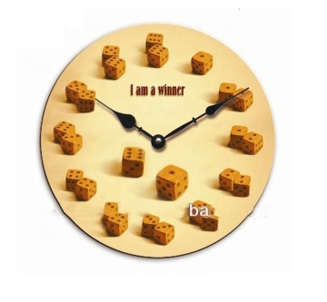 Fashion Glass Painting Scenery Wall Clock Winner in Dice Number