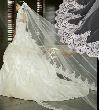 Real sample France Best lace wedding bridal veil(V07)