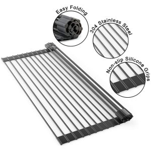 Roll-Up Dish Drying Rack Multi-Use Drying Draining Trivet