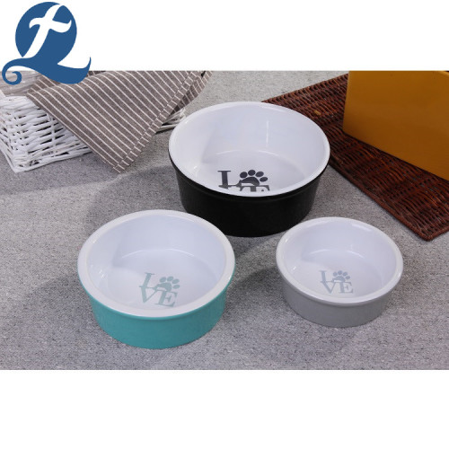 Custom Printed Footprint Design Feeder Round Pet Bowls
