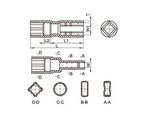 Vinagrama de conector suave vertical de igual ancho