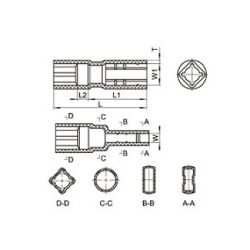 Vinagrama de conector suave vertical de igual ancho