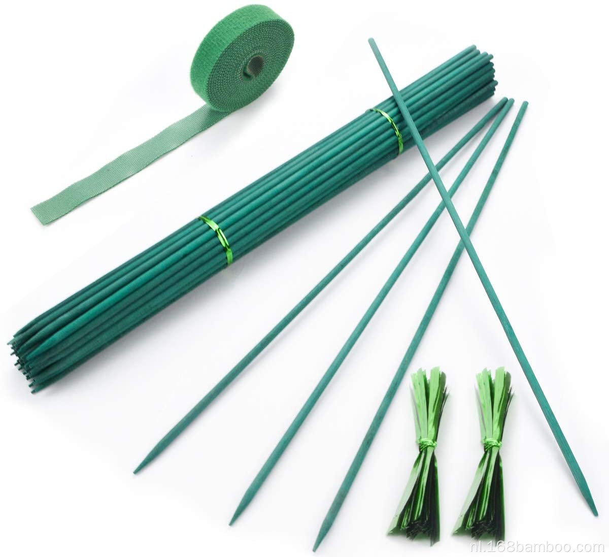 Groene plantenbelang bloemenplantondersteuning bamboe belang
