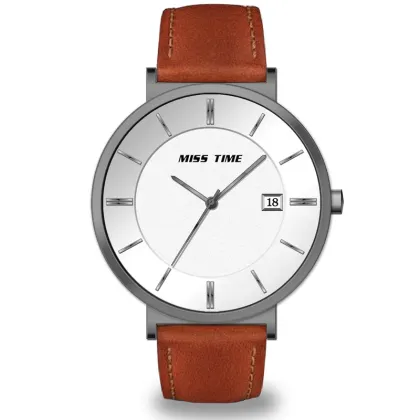 hottest ultra thin mininalist quartz watch leather band
