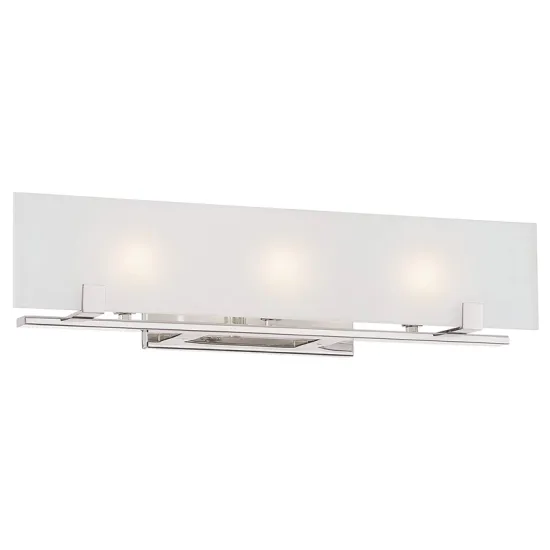 UL Listed 24"W 3-Light Vanity Light Polished Nickel with Satin Opal White Glass