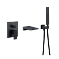 Rainfall Shower Faucet Wall Mounted Two Function Concealed Black Finished Brass Shower MIxer