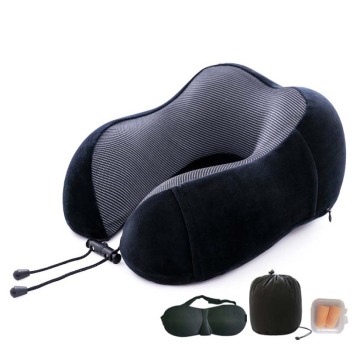 Memory Foam Neck Pillow with 360-Degree Support and Eye Mask