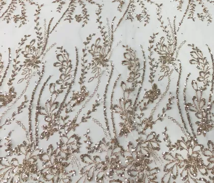 Dorado Telas de Encaje de Flores 3D con Tul y Bordado en 3D