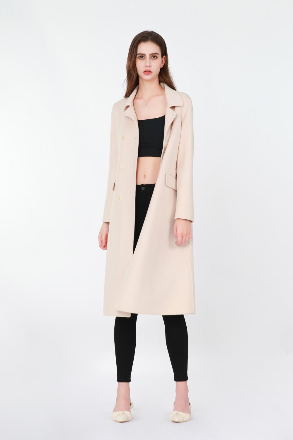 Suit-style Collar Woolen Trench Coat