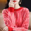 Autumn and winter full wool knitted pullover