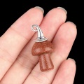 Red Goldstone Mushroom Wizard Cap Pendant for Making Jewlery 15X20mm Stone Halloween Charms