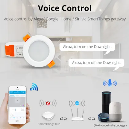 Tuya ZigBee 3.0 2.5 Inch 9W RGBW Smart Downlight Kit - Compatible with Smartthings and Echo