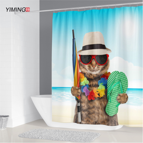 180x200cm bathroom curtain various cute cat printing shower curtain home decoration bathroom with hook Bath curtain