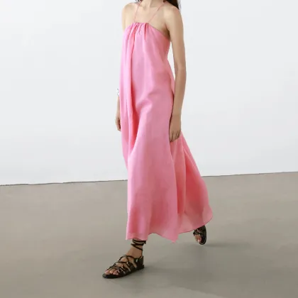 Women's Romantic Lady Island Vacation Style Lightweight Strap Dress