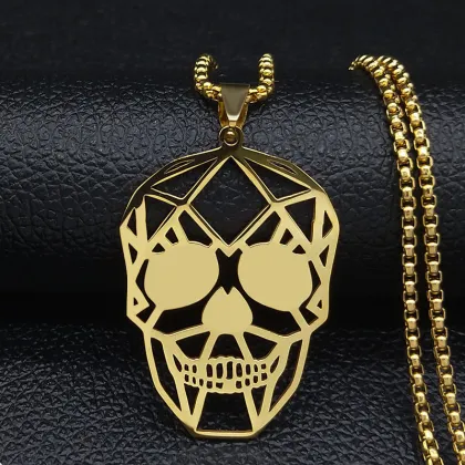 Goth Cool Skull Neck Pendant Stainless Steel Chain Necklace