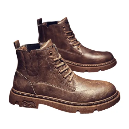 Men's Big Bull Leather Upper High Top Casual Boots