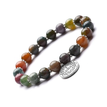 strands Natural Indian Agate 8mm Buddha bead bracelets bracelet yoga meditation om pendant small snowflake flake