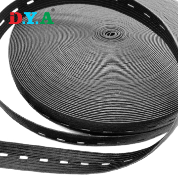 Black Polyester Knitted Adjustable Buttobhole Elastic