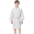 spa party kimono bathrobe white waffle kids robe