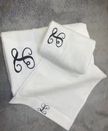 Embroidered White towels 100% Cotton Bath towel Hotel