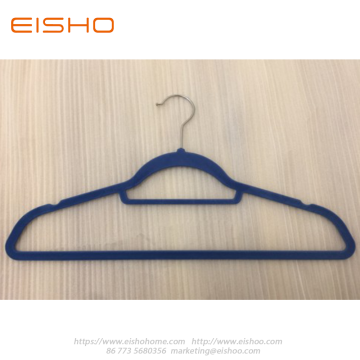 Blue Anti-slip Velvet Coat Hanger With Bar