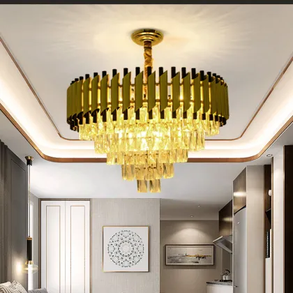 Black Gold LED Family Modern Crystal Chandeliers