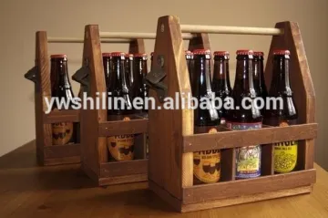 Hot selling wooden beer tote , Wooden beer carrying boxs