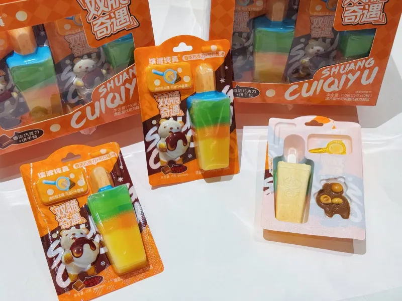 Popsicle-Shaped Filled Ice Cream Candy Biscuit and Chocolate
