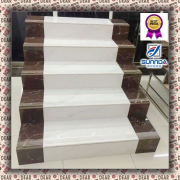 inkjet glazed non slip marble design 3D printed glossy porcelain tiles for stairs and skirting tiles