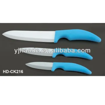 HD-CK216A comfortable handle white blade 3-pc zirconia knife sets