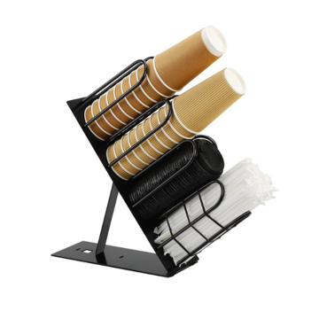 Kitchen Multi-Compartment Metal Cup and Lid Organizer: Wszechstronny dozownik stacji kawy