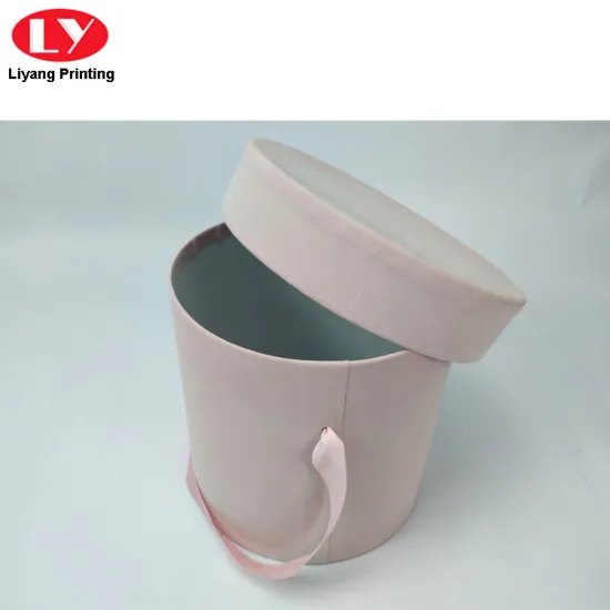 Caja Para FloresPink Suede Flower Gift Box Round