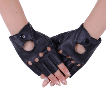 men women punk style tactical gloves pu leather fingerless gloves motorcycle bicycle Biker Driving cool hollow out Mitten