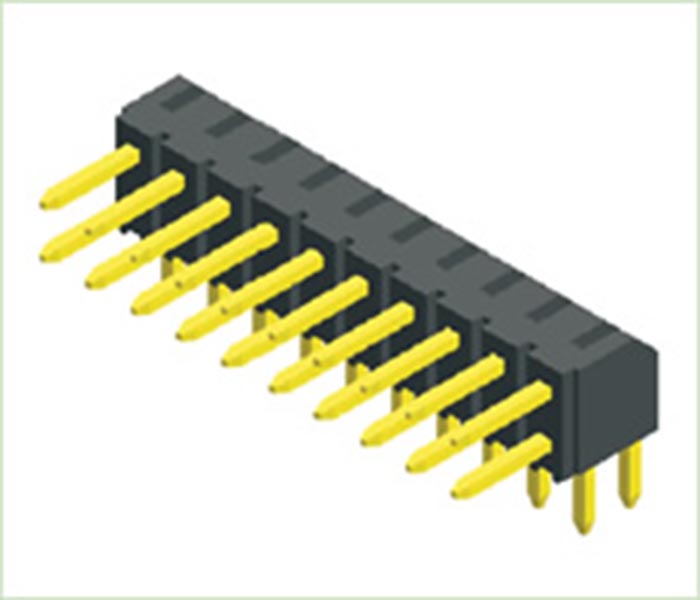 Pitch 2.00 mm (.0787 &quot;) Encabezado de pin de doble fila dual ángulo recto Tipo H: 4.0 Conector