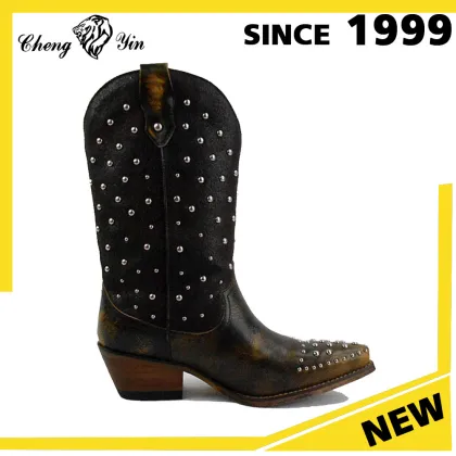 Mexican selling soft comfort Leather female cowboy boots