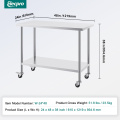 Two Layer Stainless Steel With Backplash Work Table