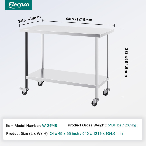 stainless steel table heavy duty Two Layer Stainless Steel With Backplash Work Table Supplier