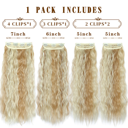 Alileader Cheap Heat Resistant Fiber Virgin Hair Piece Synthetic One Piece Corn Wave 11 Clips Clip In Hair Extensions