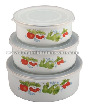 3PCS Storage Bowl With Plastic Cover Decor
