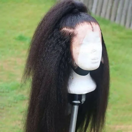 China Natural Color Long Swiss Lace Straight Hair Wig For Black Women 100% Raw Indian Human Hair Lace Front Wig