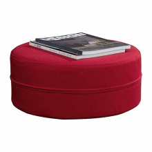 Estrutura de madeira de tecido Round Footstool Ottoman Pouf