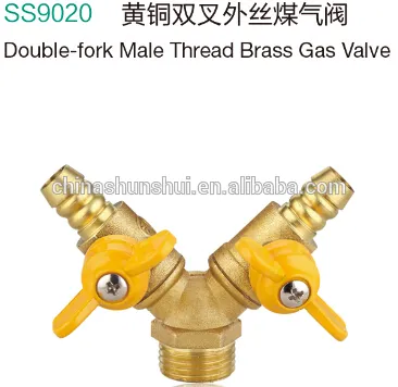 SS9010 Double fork female thread brass gas valve