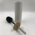 Cepillo de plástico para tazón de inodoro/tapa de bambú