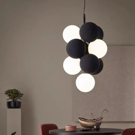 Nordic Velvet Ball Pendant Light for Restaurant Chandeliers