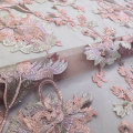 Dirty Pink Flower Light Lace Embroidery Fabric