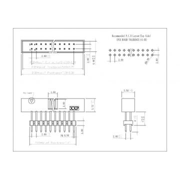 2,00 mm boxhuvud 180 ° H = 5,75 enstaka rad med tilläggshus