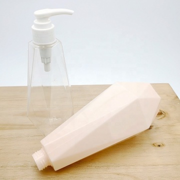 Customized PETG Body Wash Bottle 300/500ML Rhombus Shaped Clear Plastic Shampoo Bottle Factory